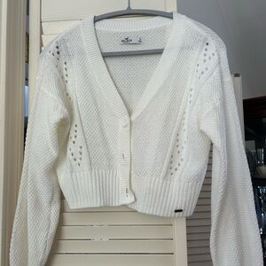 White Hollister Cropped Cardigan